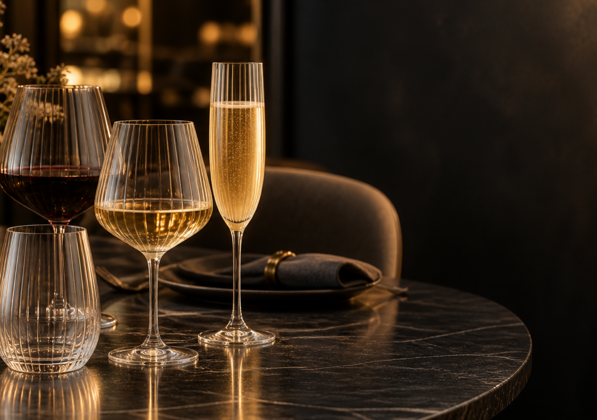 New Line glazen in een warme bar setting